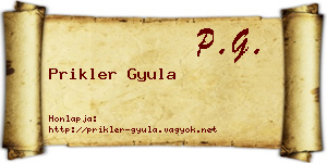 Prikler Gyula névjegykártya